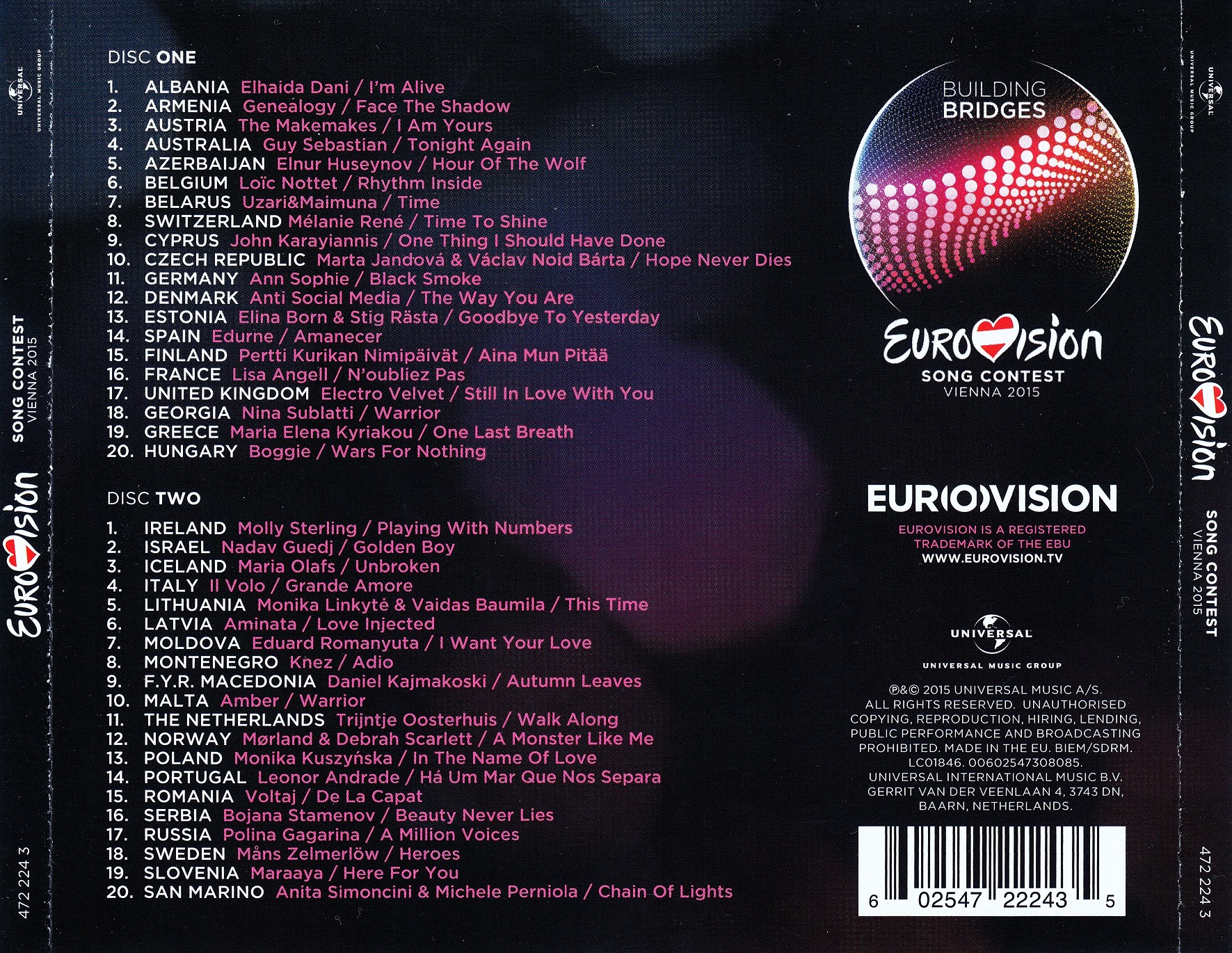 Eurovision Song Contest 2015; Vienna building Bridges : Back